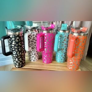 Tumbler 40 oz leopard print stainless steal cups multiple colors